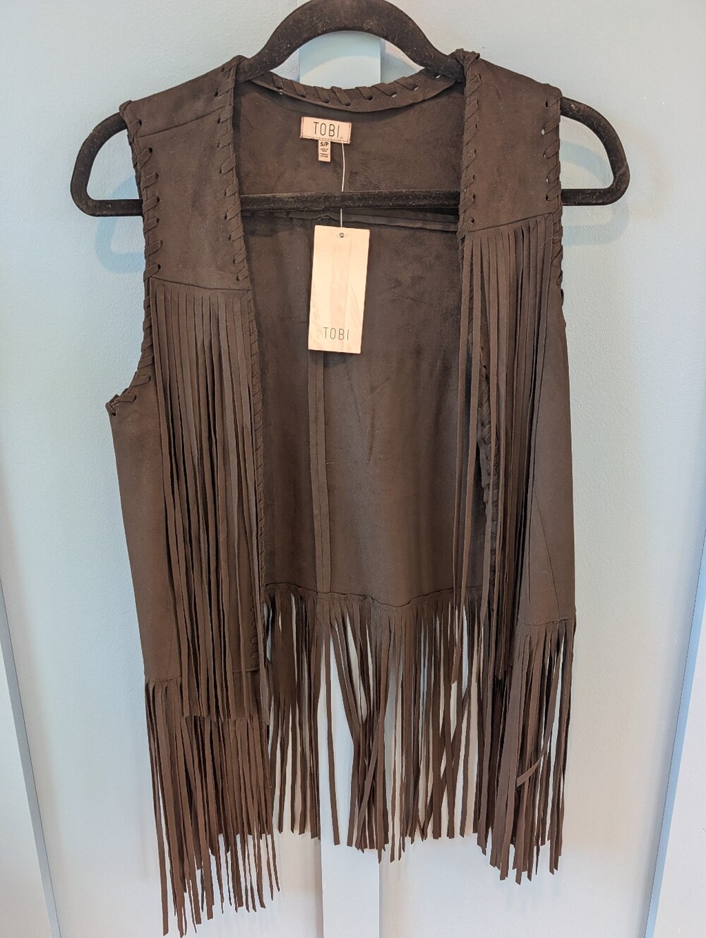 TOBI BlackSuede Fringe Vest